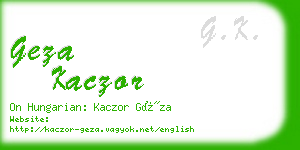 geza kaczor business card